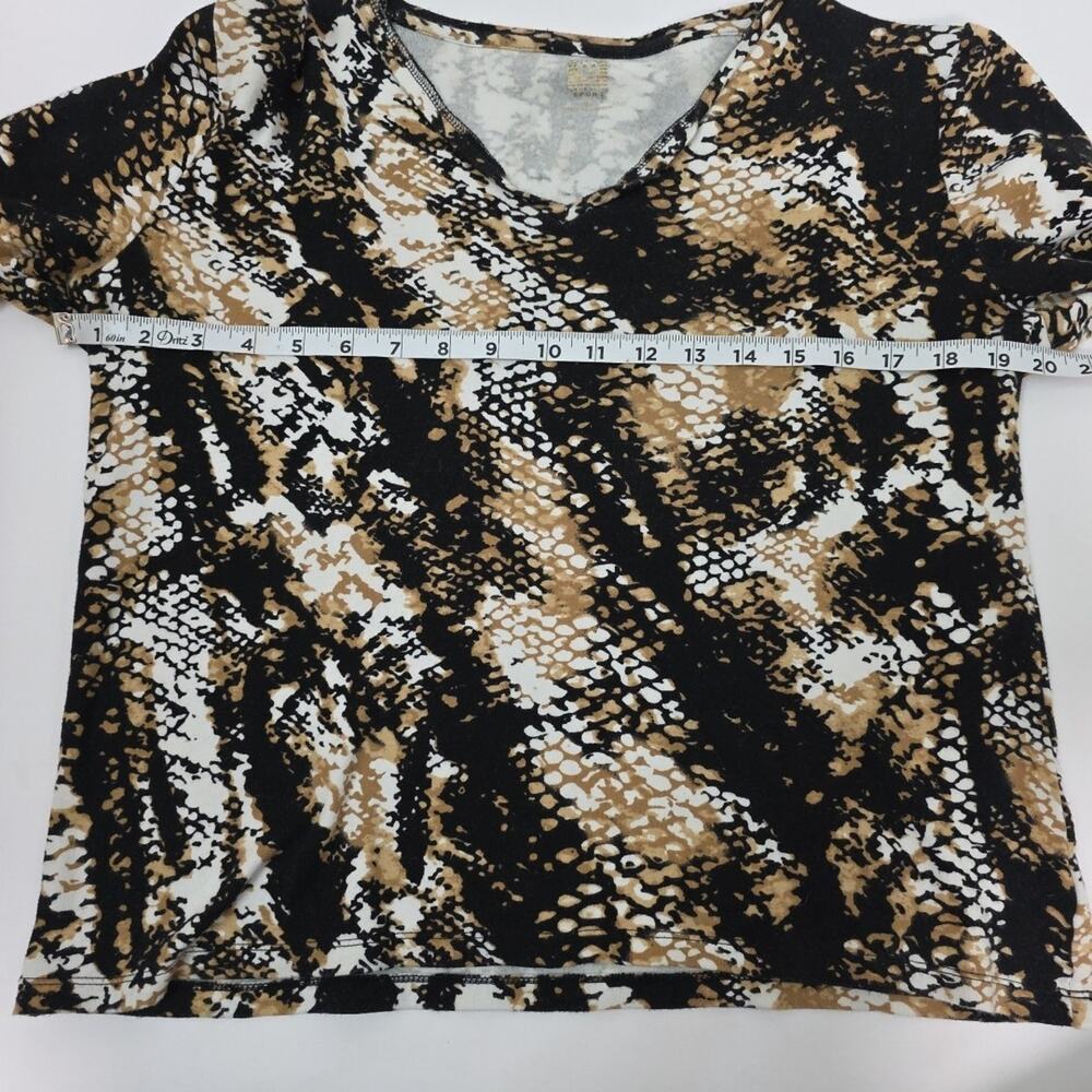 Anne Klein Women’s Large Snake Print V-Neck 3/4 Sleeve Stretch Blouse Top Soft - Picture 4 of 8